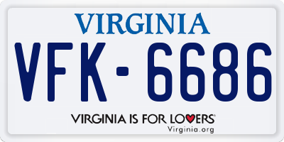 VA license plate VFK6686