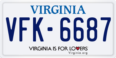 VA license plate VFK6687