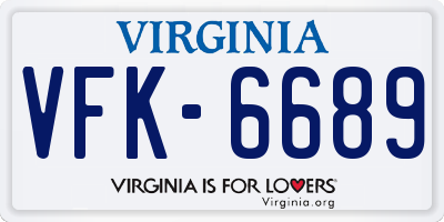 VA license plate VFK6689