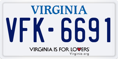 VA license plate VFK6691