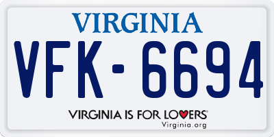 VA license plate VFK6694