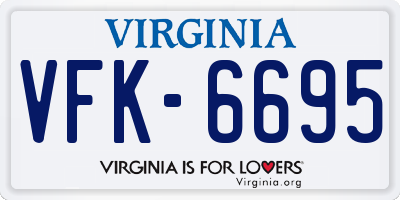 VA license plate VFK6695
