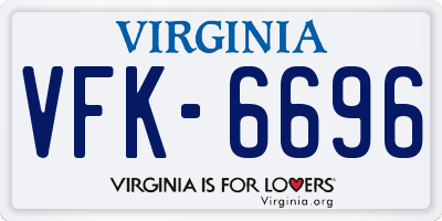 VA license plate VFK6696