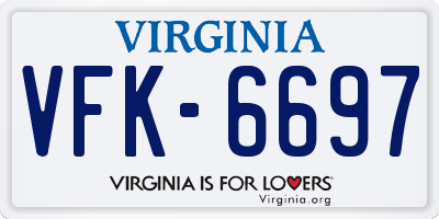 VA license plate VFK6697