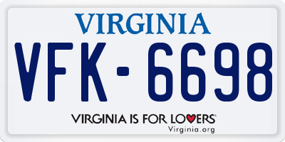 VA license plate VFK6698