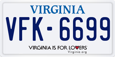 VA license plate VFK6699