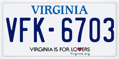 VA license plate VFK6703