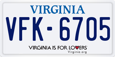 VA license plate VFK6705