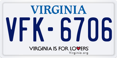 VA license plate VFK6706