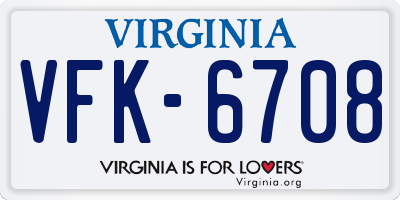 VA license plate VFK6708