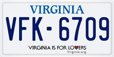 VA license plate VFK6709