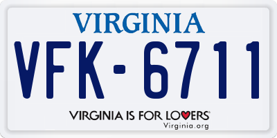 VA license plate VFK6711