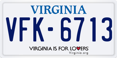 VA license plate VFK6713
