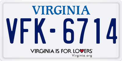 VA license plate VFK6714