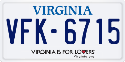 VA license plate VFK6715
