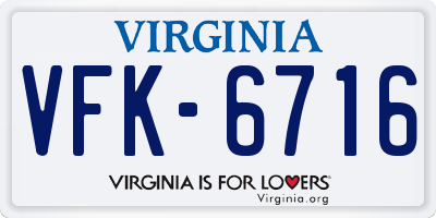 VA license plate VFK6716