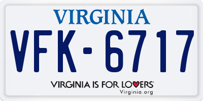 VA license plate VFK6717