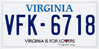 VA license plate VFK6718