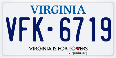 VA license plate VFK6719
