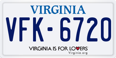 VA license plate VFK6720