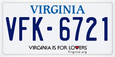 VA license plate VFK6721