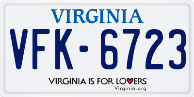 VA license plate VFK6723