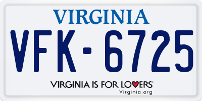 VA license plate VFK6725