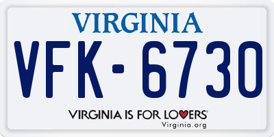 VA license plate VFK6730