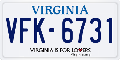 VA license plate VFK6731