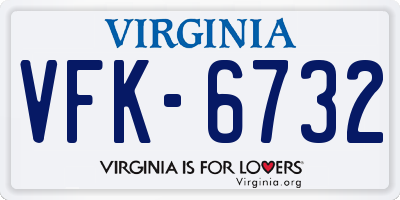 VA license plate VFK6732