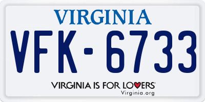 VA license plate VFK6733