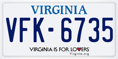 VA license plate VFK6735