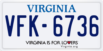 VA license plate VFK6736