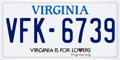 VA license plate VFK6739