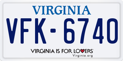 VA license plate VFK6740