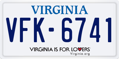 VA license plate VFK6741
