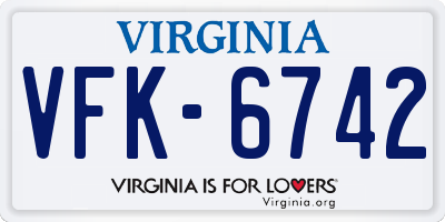 VA license plate VFK6742
