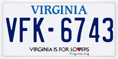 VA license plate VFK6743