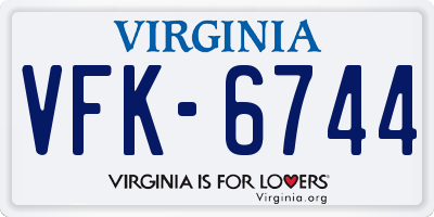 VA license plate VFK6744