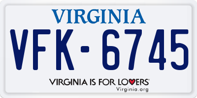 VA license plate VFK6745
