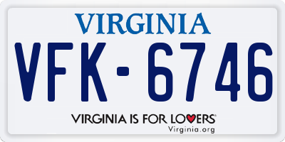 VA license plate VFK6746