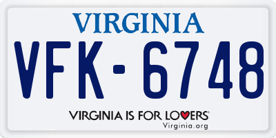 VA license plate VFK6748