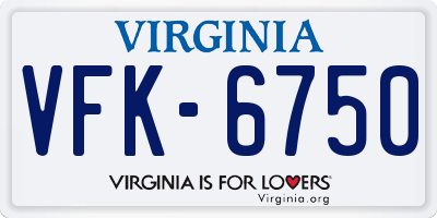 VA license plate VFK6750