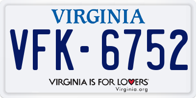 VA license plate VFK6752