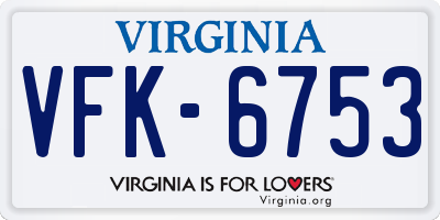 VA license plate VFK6753
