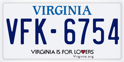 VA license plate VFK6754