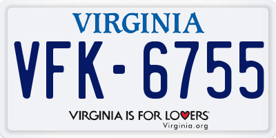 VA license plate VFK6755