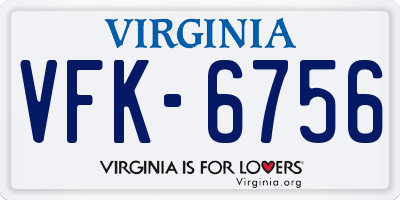VA license plate VFK6756