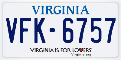 VA license plate VFK6757