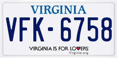 VA license plate VFK6758